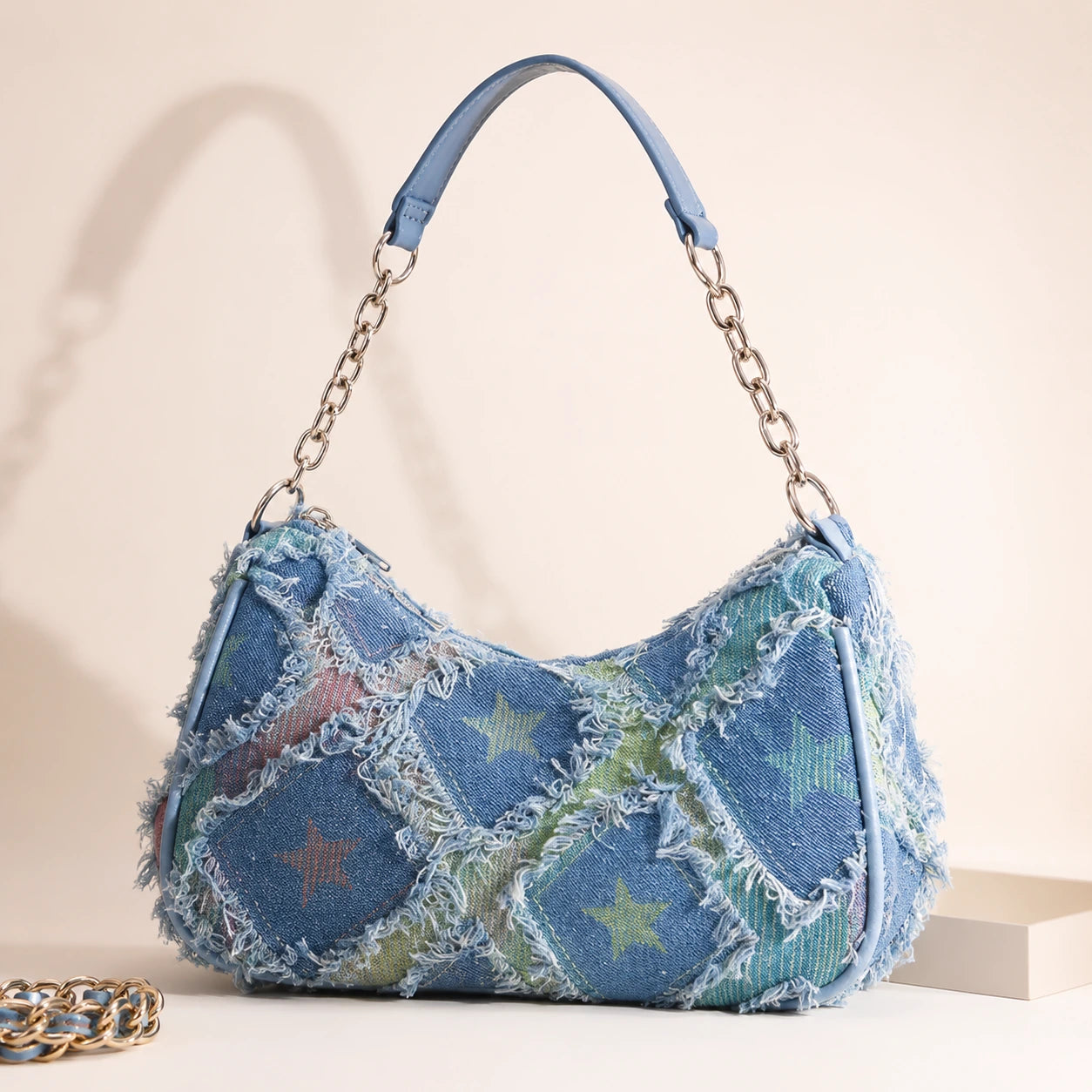 Blue Stell Half-Moon Bag