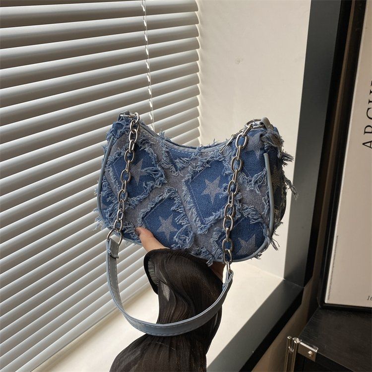 Blue Stell Half-Moon Bag