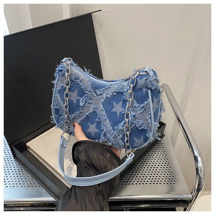 Blue Stell Half-Moon Bag